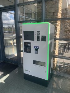 Donegal Airport carpark ticket scanner, inside at Donegal Airport entrance